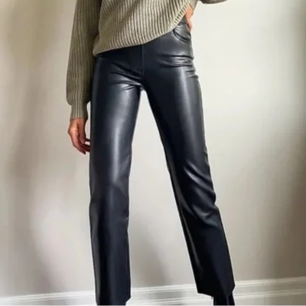 Aritzia Black Leather-Style Pants